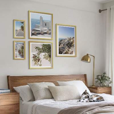 Set de 5 cuadros para salón Vistas pintorescas de Santorini