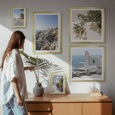 Set de 5 cuadros para salón Vistas pintorescas de Santorini