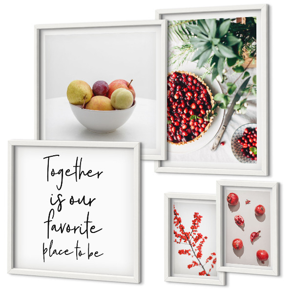 Pared galería de arte composiciones de frutas y plantas