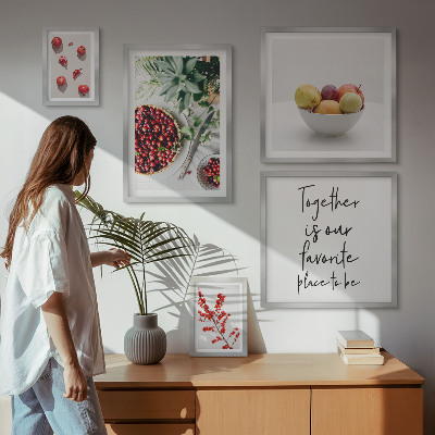 Pared galería de arte composiciones de frutas y plantas