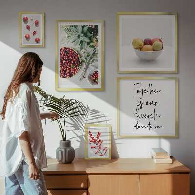 Pared galería de arte composiciones de frutas y plantas
