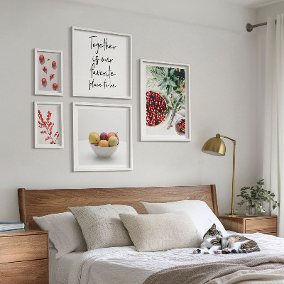 Pared galería de arte composiciones de frutas y plantas