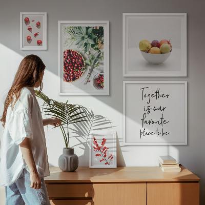 Pared galería de arte composiciones de frutas y plantas