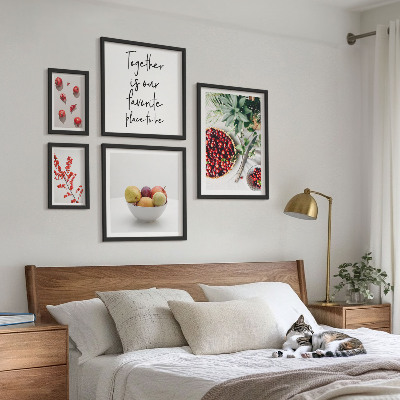 Pared galería de arte composiciones de frutas y plantas