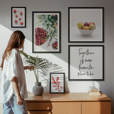 Pared galería de arte composiciones de frutas y plantas