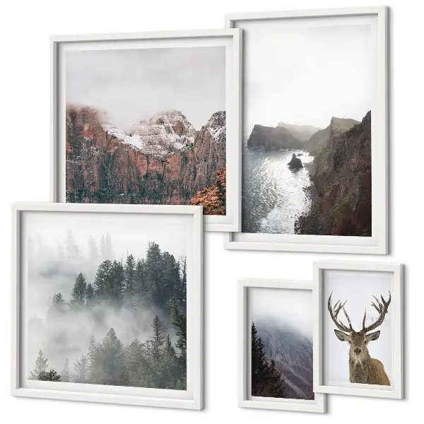 Conjunto de cuadros decorativos con paisajes de vida silvestre