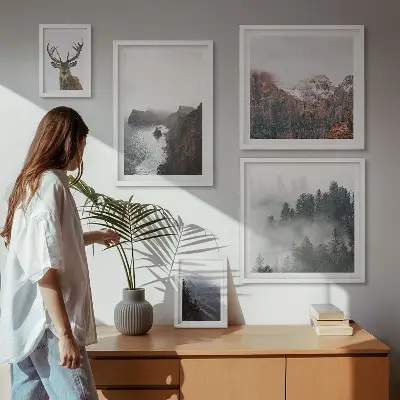 Conjunto de cuadros decorativos con paisajes de vida silvestre