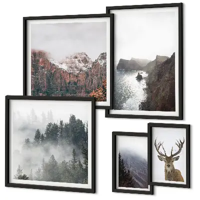 Conjunto de cuadros decorativos con paisajes de vida silvestre