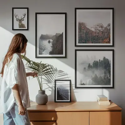 Conjunto de cuadros decorativos con paisajes de vida silvestre
