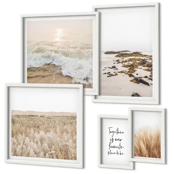 Set de 5 cuadros para salón con paisajes de playa naturales