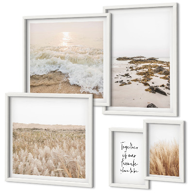 Set de 5 cuadros para salón Paisajes de playa naturales