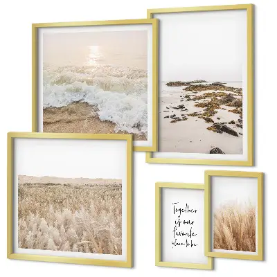 Set de 5 cuadros para salón con paisajes de playa naturales