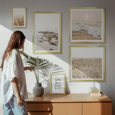 Set de 5 cuadros para salón con paisajes de playa naturales