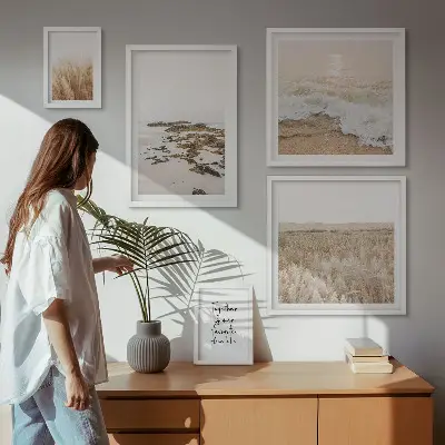 Set de 5 cuadros para salón con paisajes de playa naturales