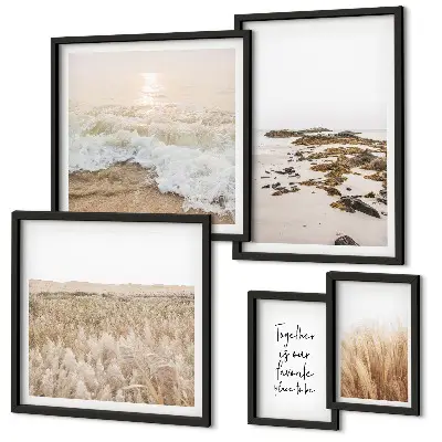 Set de 5 cuadros para salón con paisajes de playa naturales