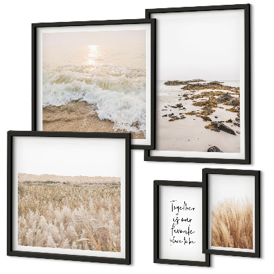 Set de 5 cuadros para salón Paisajes de playa naturales