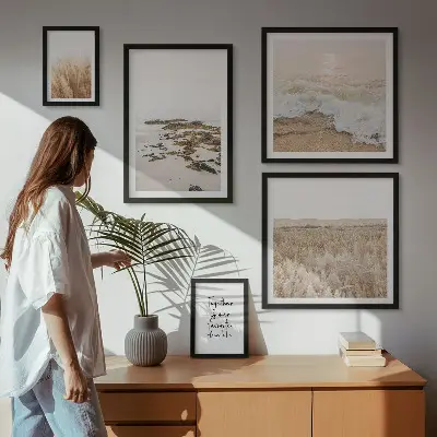Set de 5 cuadros para salón con paisajes de playa naturales