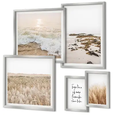 Set de 5 cuadros para salón con paisajes de playa naturales