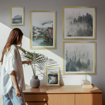 Conjunto de cuadros decorativos Paisajes de montaña, cabañas, agua