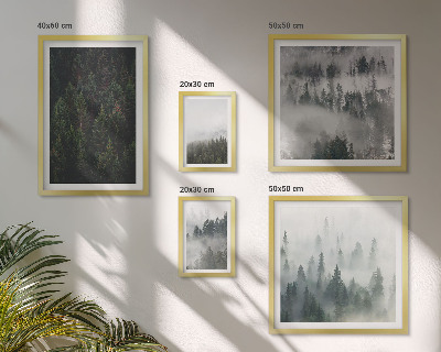 Set de 5 cuadros para salón Bosques verdes de paisajes brumosos
