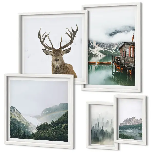 Conjunto de cuadros decorativos con paisajes naturales de montaña
