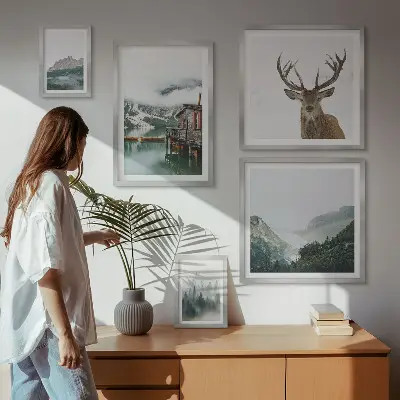Conjunto de cuadros decorativos con paisajes naturales de montaña