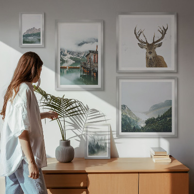 Conjunto de cuadros decorativos paisajes naturales de montaña