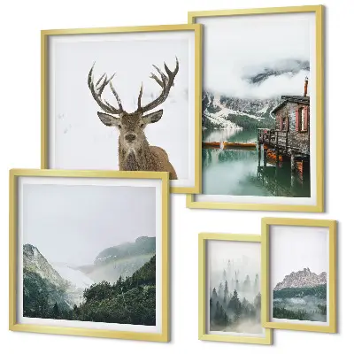 Conjunto de cuadros decorativos con paisajes naturales de montaña