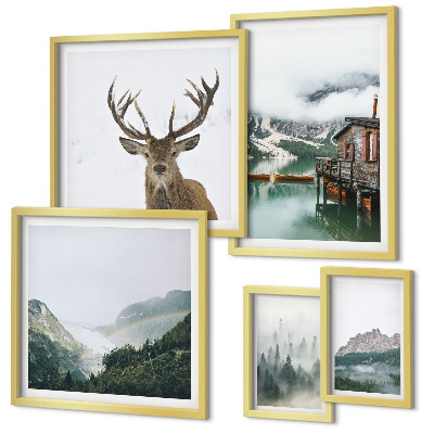 Conjunto de cuadros decorativos paisajes naturales de montaña