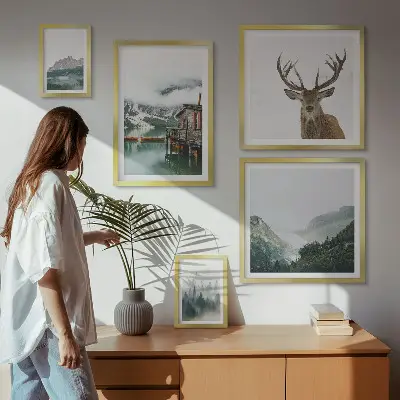 Conjunto de cuadros decorativos con paisajes naturales de montaña