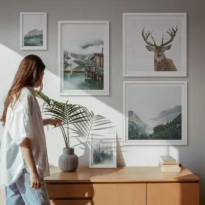 Conjunto de cuadros decorativos con paisajes naturales de montaña