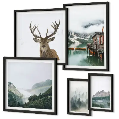 Conjunto de cuadros decorativos con paisajes naturales de montaña