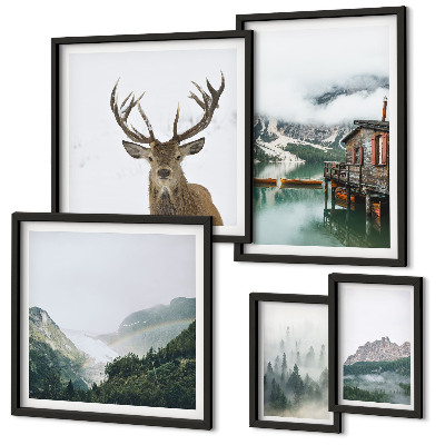 Conjunto de cuadros decorativos paisajes naturales de montaña