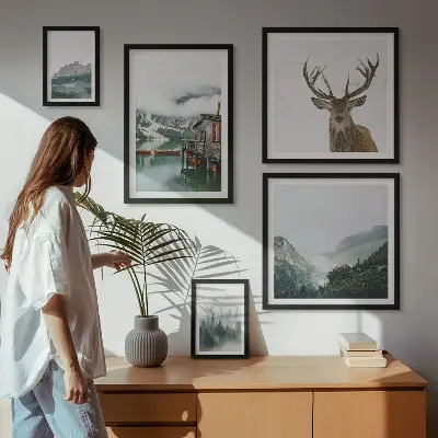 Conjunto de cuadros decorativos con paisajes naturales de montaña
