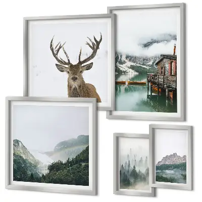 Conjunto de cuadros decorativos con paisajes naturales de montaña
