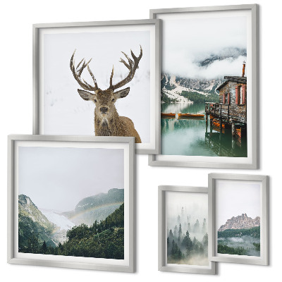 Conjunto de cuadros decorativos paisajes naturales de montaña
