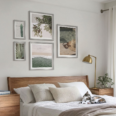 Set de 5 cuadros para salón Relajación acuática con plantas de verano