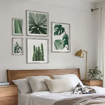 Conjunto de cuadros decorativos de plantas tropicales verdes para interior