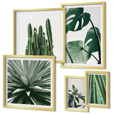 Conjunto de cuadros decorativos de plantas tropicales verdes para interior