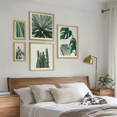 Conjunto de cuadros decorativos de plantas tropicales verdes para interior