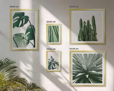 Conjunto de cuadros decorativos de plantas tropicales verdes para interior