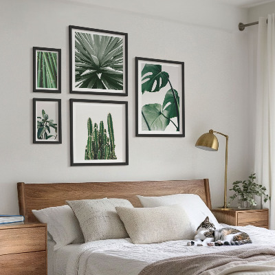 Conjunto de cuadros decorativos plantas tropicales verdes de interior