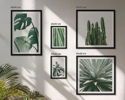 Conjunto de cuadros decorativos de plantas tropicales verdes para interior