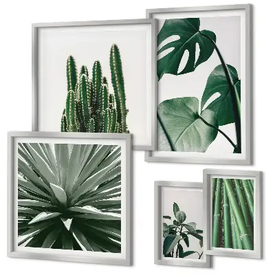Conjunto de cuadros decorativos de plantas tropicales verdes para interior
