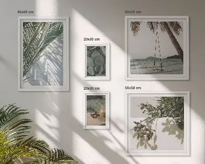 Set de 5 cuadros para salón con diseño de plantas tropicales relajantes