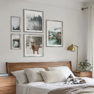 Conjunto de cuadros decorativos de naturaleza con vida silvestre y montañas