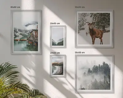Conjunto de cuadros decorativos de naturaleza con vida silvestre y montañas