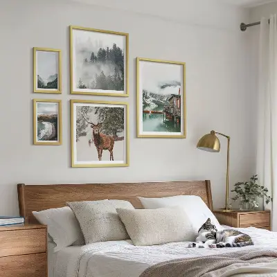 Conjunto de cuadros decorativos de naturaleza con vida silvestre y montañas