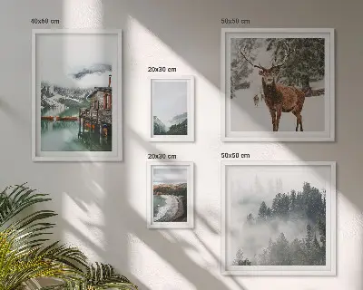 Conjunto de cuadros decorativos de naturaleza con vida silvestre y montañas