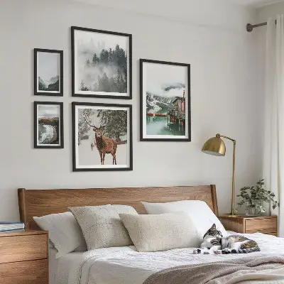 Conjunto de cuadros decorativos de naturaleza con vida silvestre y montañas